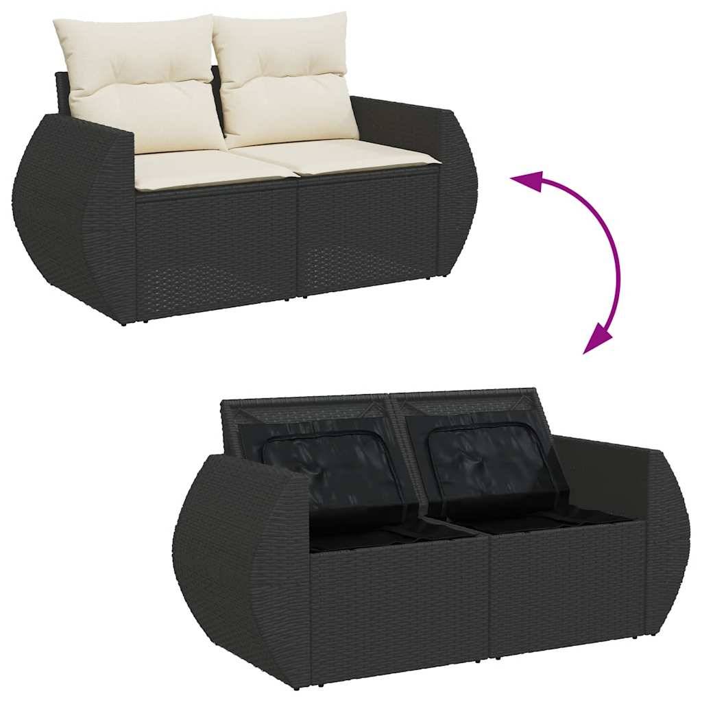Salon de jardin 5 places résine tressée avec table à hauteur réglable et rangement Noir – ComfortXL Outdoor Living - Image 9