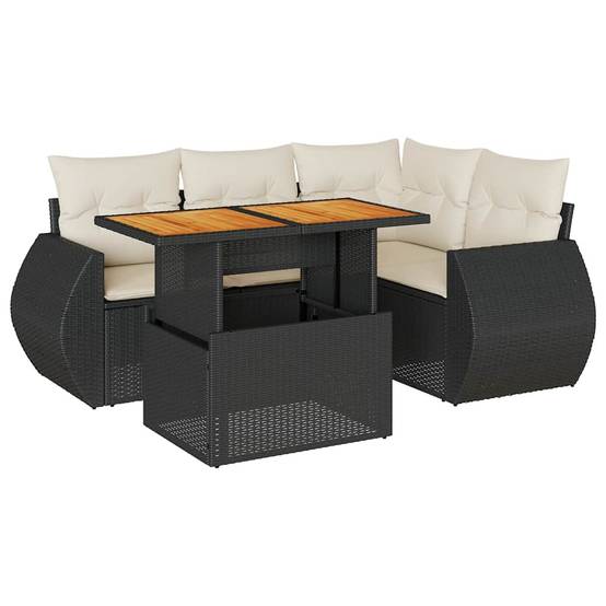Salon de jardin 5 places résine tressée avec table à hauteur réglable et rangement Noir – ComfortXL Outdoor Living - Image 2
