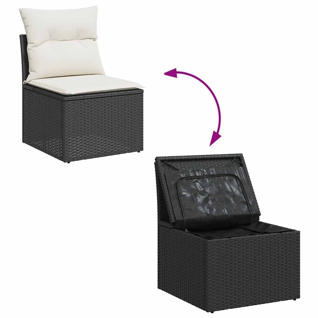 Salon de jardin 5 places résine tressée avec table à hauteur réglable et rangement Noir – ComfortXL Outdoor Living - Image 7