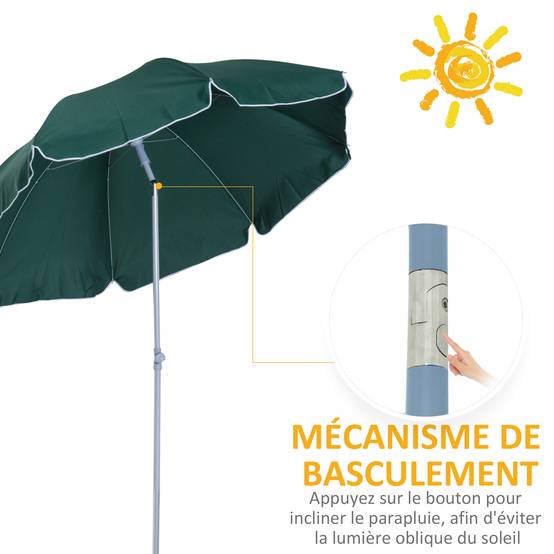 PANGIVO - Parasol inclinable octogonal en métal et polyester vert 294 x 198 x 255 cm - PANGIVO - Image 6
