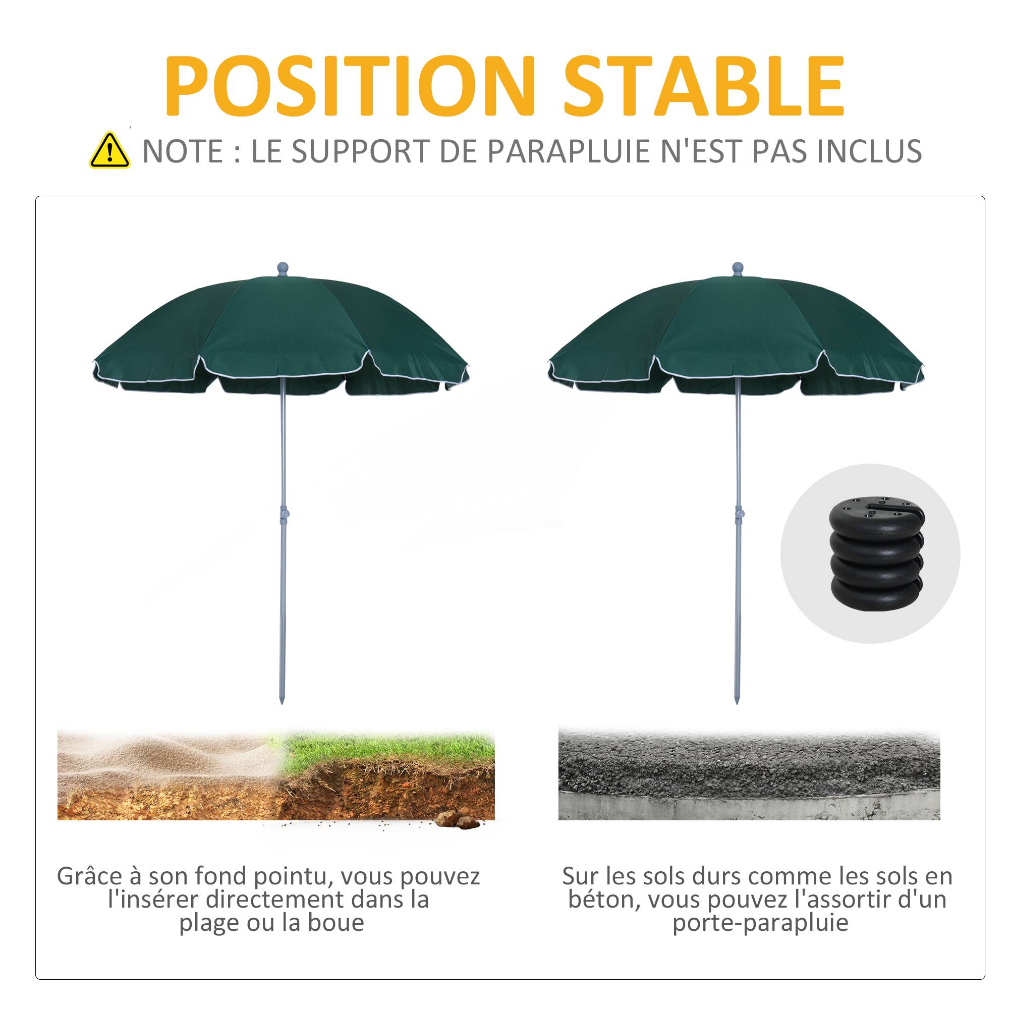 PANGIVO - Parasol inclinable octogonal en métal et polyester vert 294 x 198 x 255 cm - PANGIVO - Image 9