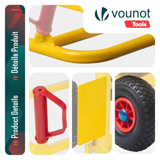 Vounot - Diable de transport pliable 200kg - Chariot de manutention avec roues gonflables et poignées ergonomiques - Jaune - VOUNOT® - Image 6