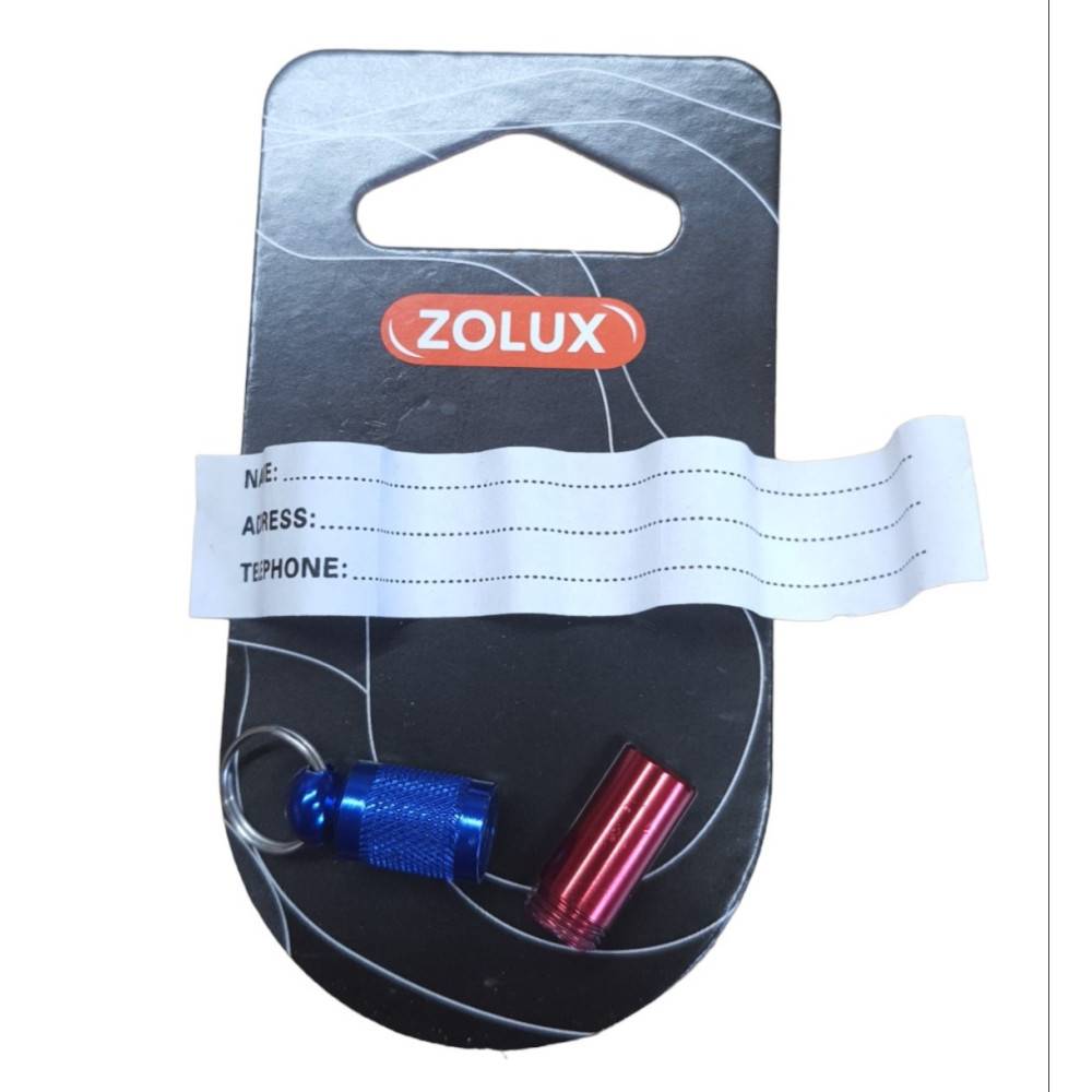 Zolux - 1 Tubo porta dirección azul y rojo para collar perro o gato - Imagen 2