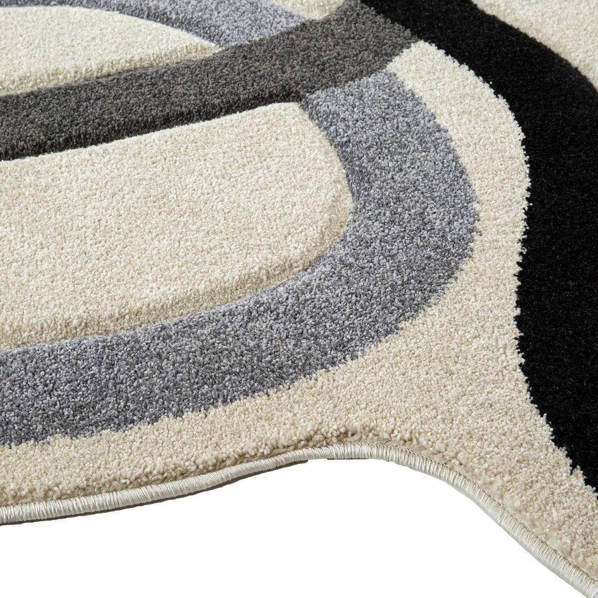 Tapis décoratif esprit art déco Blanc Ivoire motifs graphiques 200 x 216 cm - Imagen 2