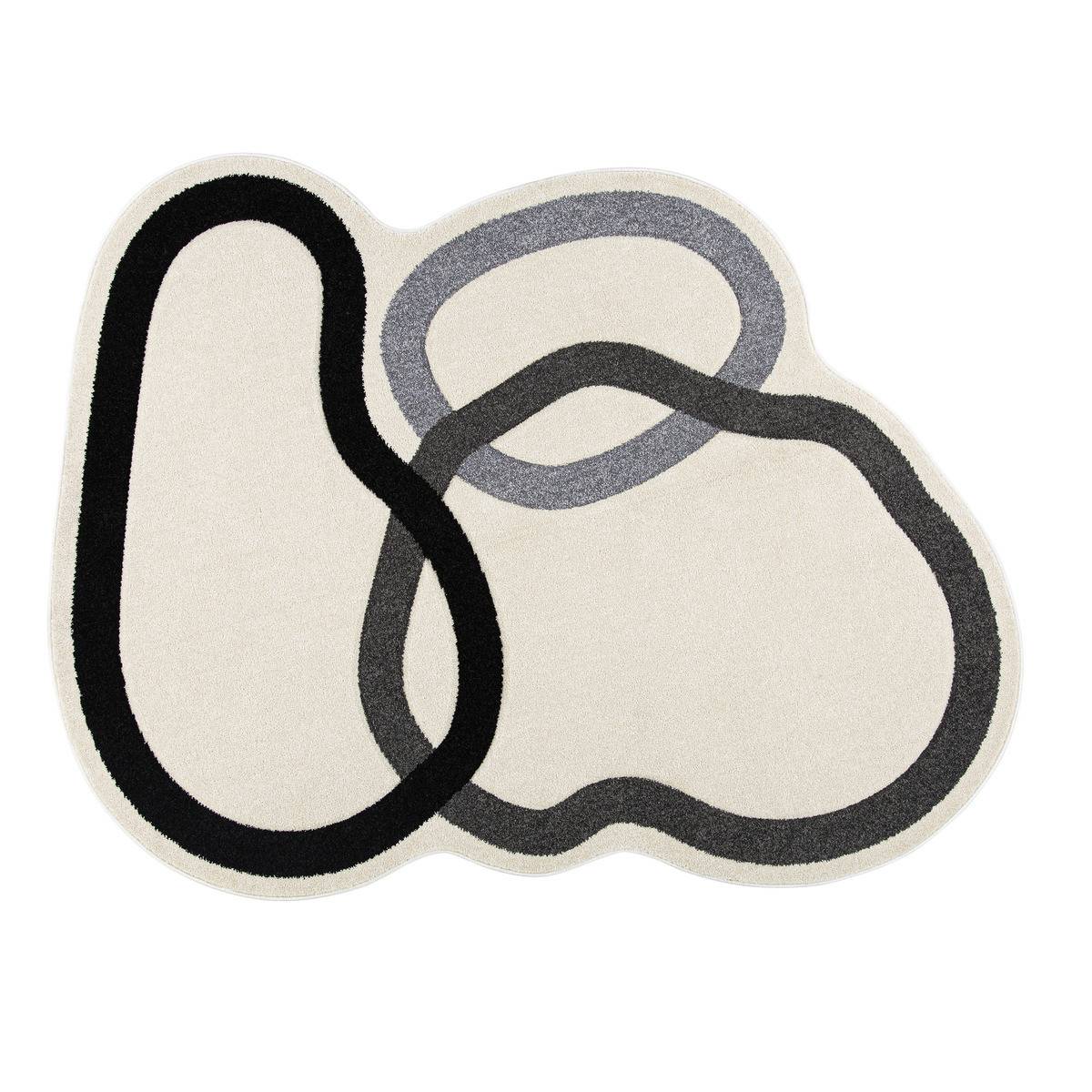 Tapis décoratif esprit art déco Blanc Ivoire motifs graphiques 200 x 216 cm - Imagen 1