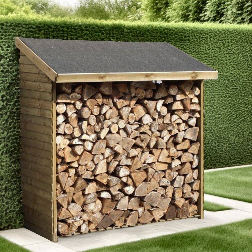 Abri bûches mural en bois - 2 stères - Imagen 4