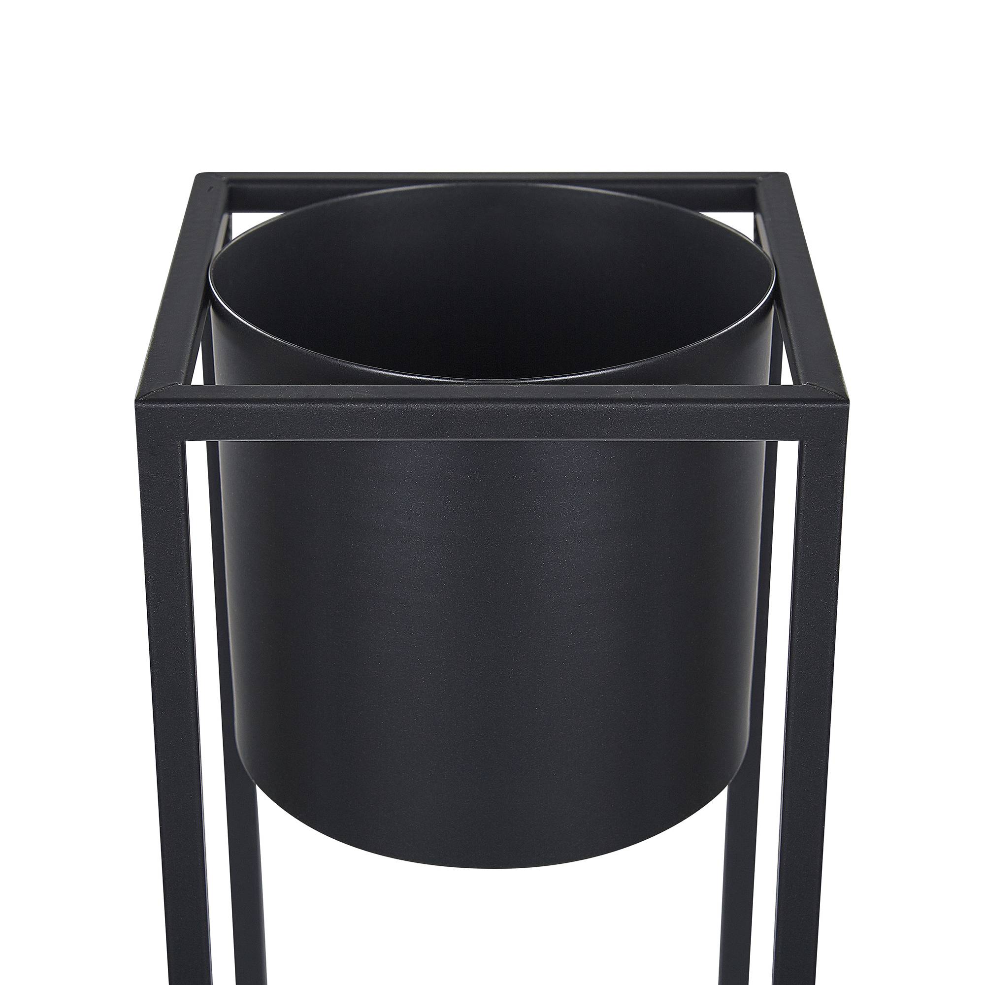 Beliani - Pot de Fleurs en Métal Noir Pour Extérieur Haut sur Pied et Design Chromé pour Jardin Moderne Beliani - Imagen 3
