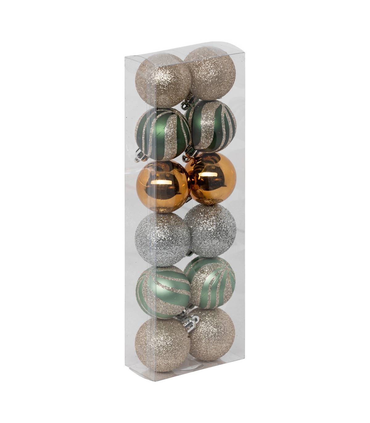 Fééric Lights & Christmas - Déco de sapin Lot de 12 Boules de Noël D 4 cm - Vert et Cuivre - Imagen 1