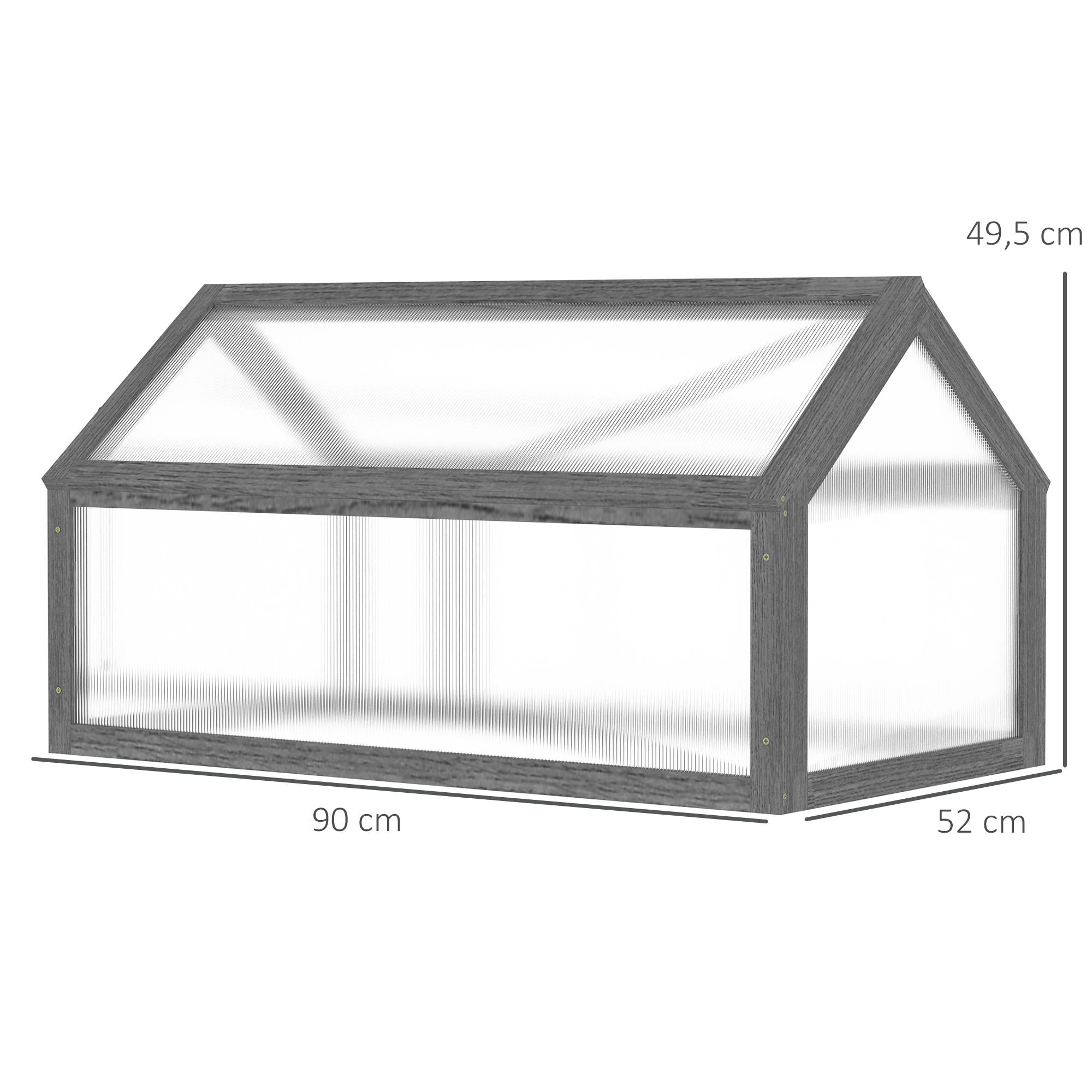 Mini serre châssis de culture bois pour balcons protection froid 90x52x49,5cm gris - ComfortXL Outdoor Living - Image 3