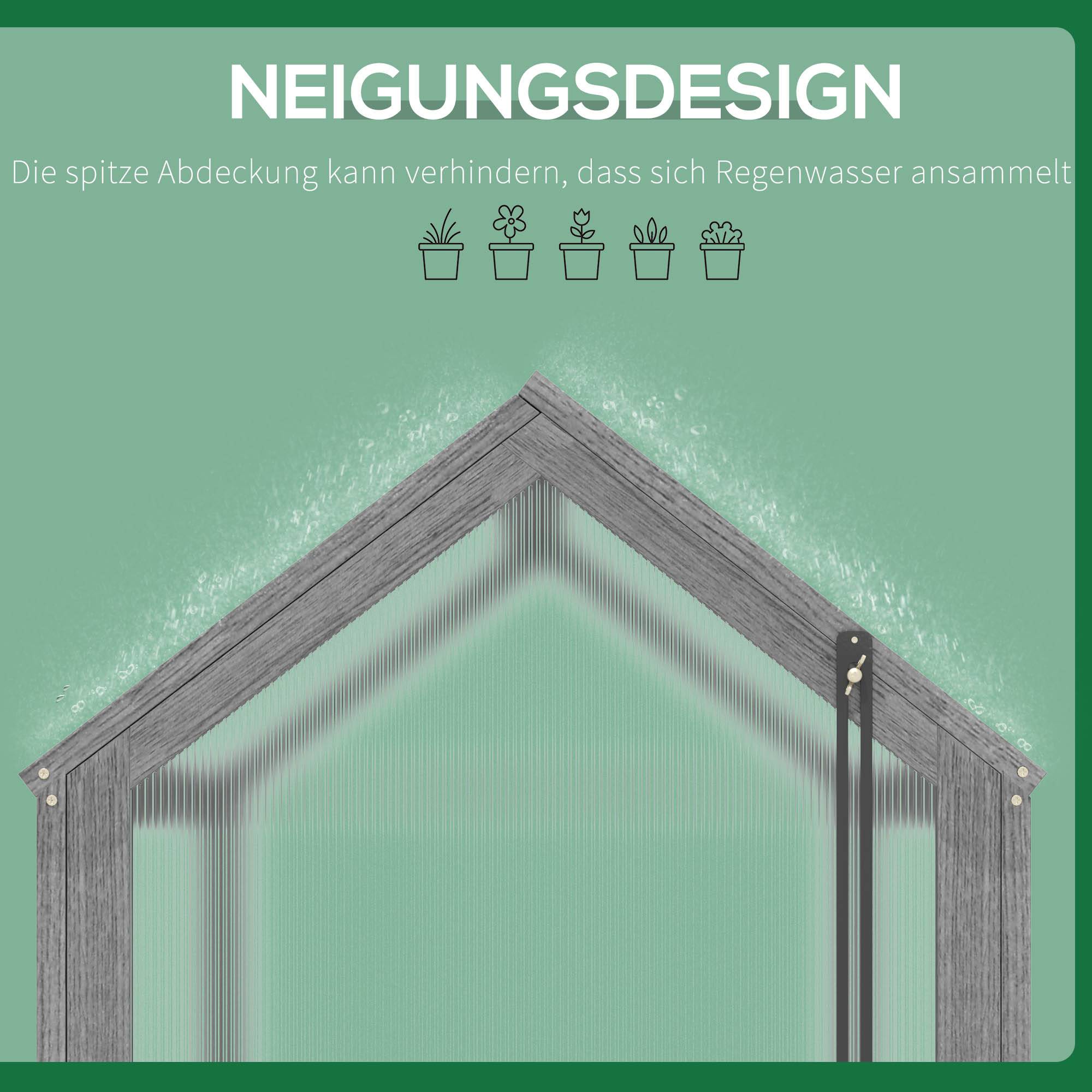 Mini serre châssis de culture bois pour balcons protection froid 90x52x49,5cm gris - ComfortXL Outdoor Living - Image 6