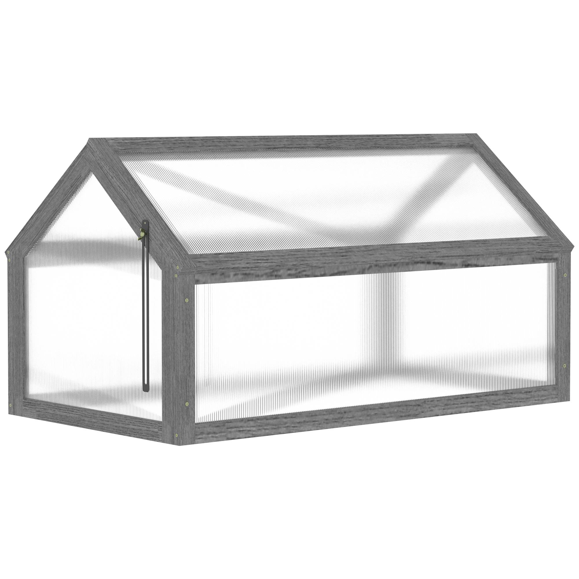 Mini serre châssis de culture bois pour balcons protection froid 90x52x49,5cm gris - ComfortXL Outdoor Living - Image 2