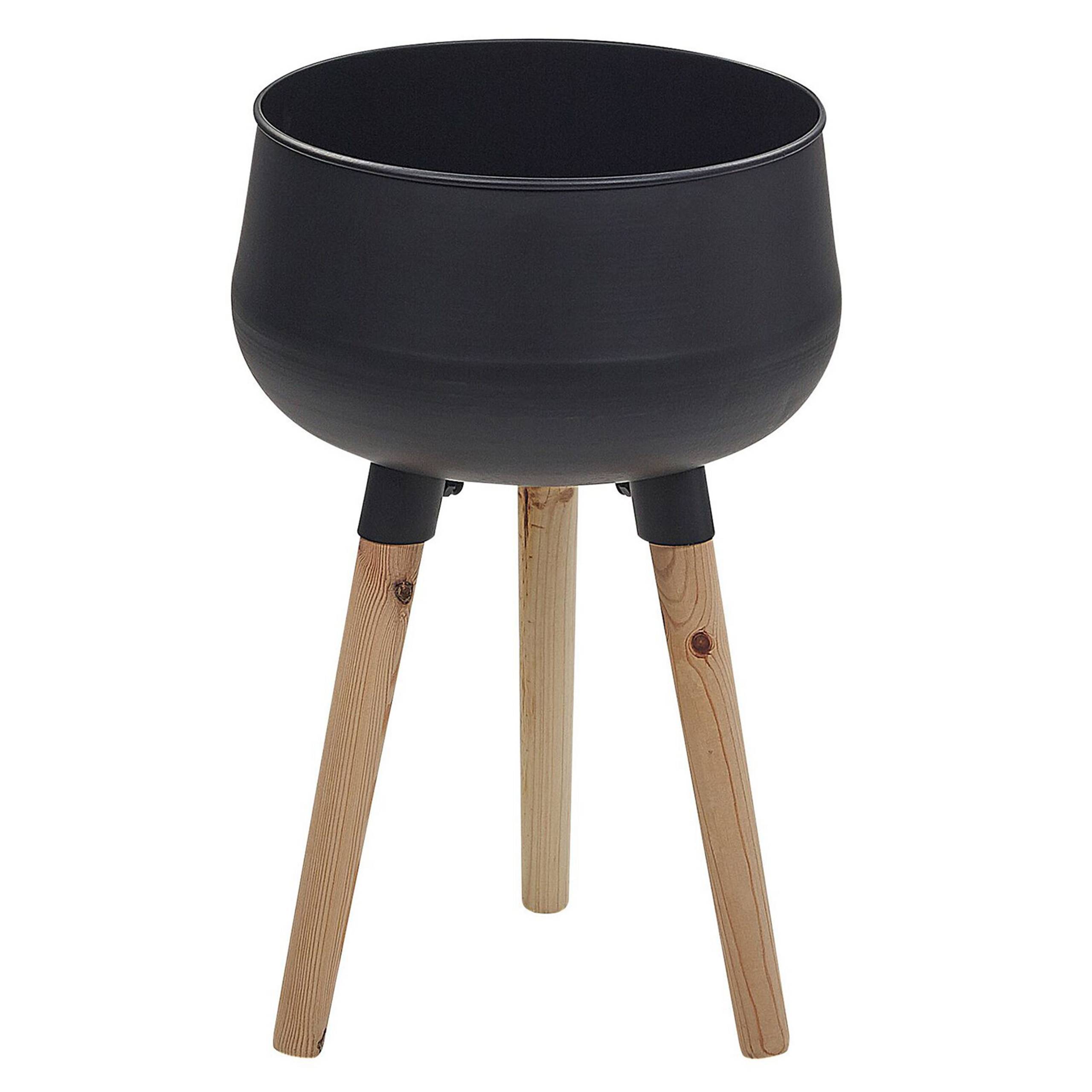 Cache-pot d'extérieur Métal Noir AGROS - Beliani - Image 1