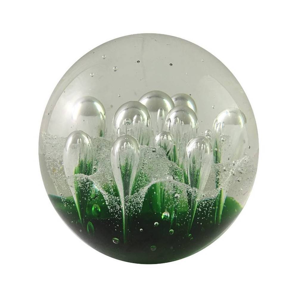 Presse papier sulfure "Gouttes" en verre vert Ø.9.5 cm Chemin de campagne - Imagen 1