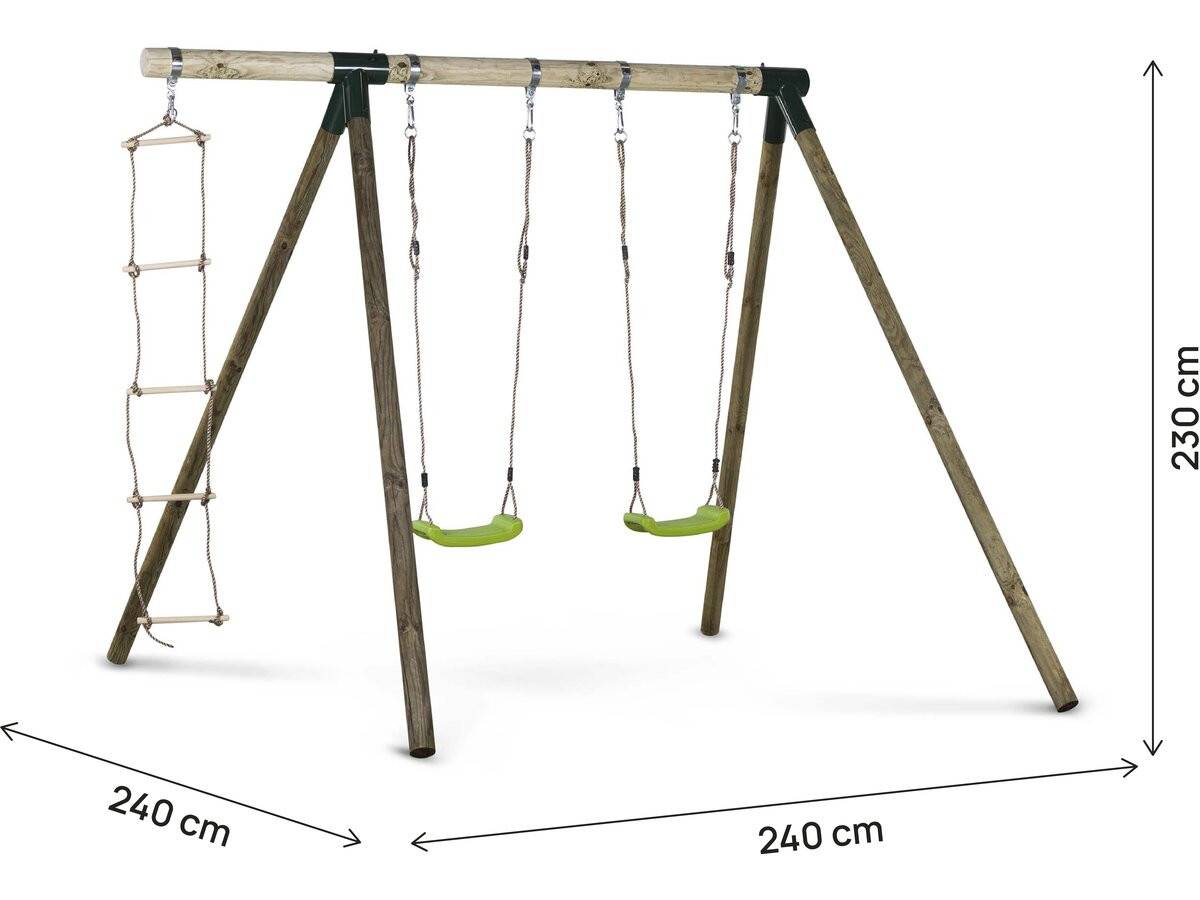 Habitat Et Jardin - Portique Bois "timo" - Avec 2 Balançoires Et 1 échelle De Corde. -habitat Et Jardin - Imagen 3