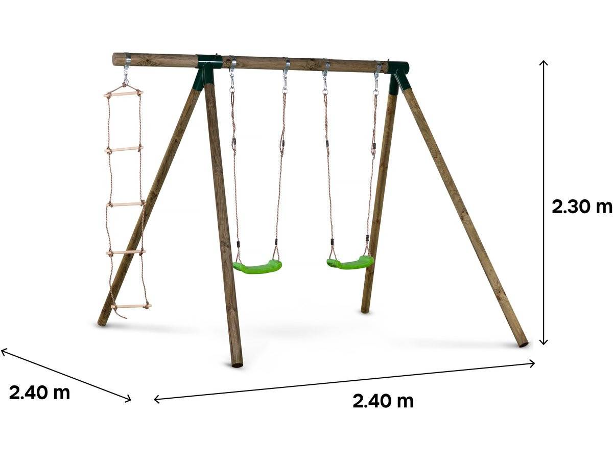 Habitat Et Jardin - Portique Bois "timo" - Avec 2 Balançoires Et 1 échelle De Corde. -habitat Et Jardin - Imagen 4