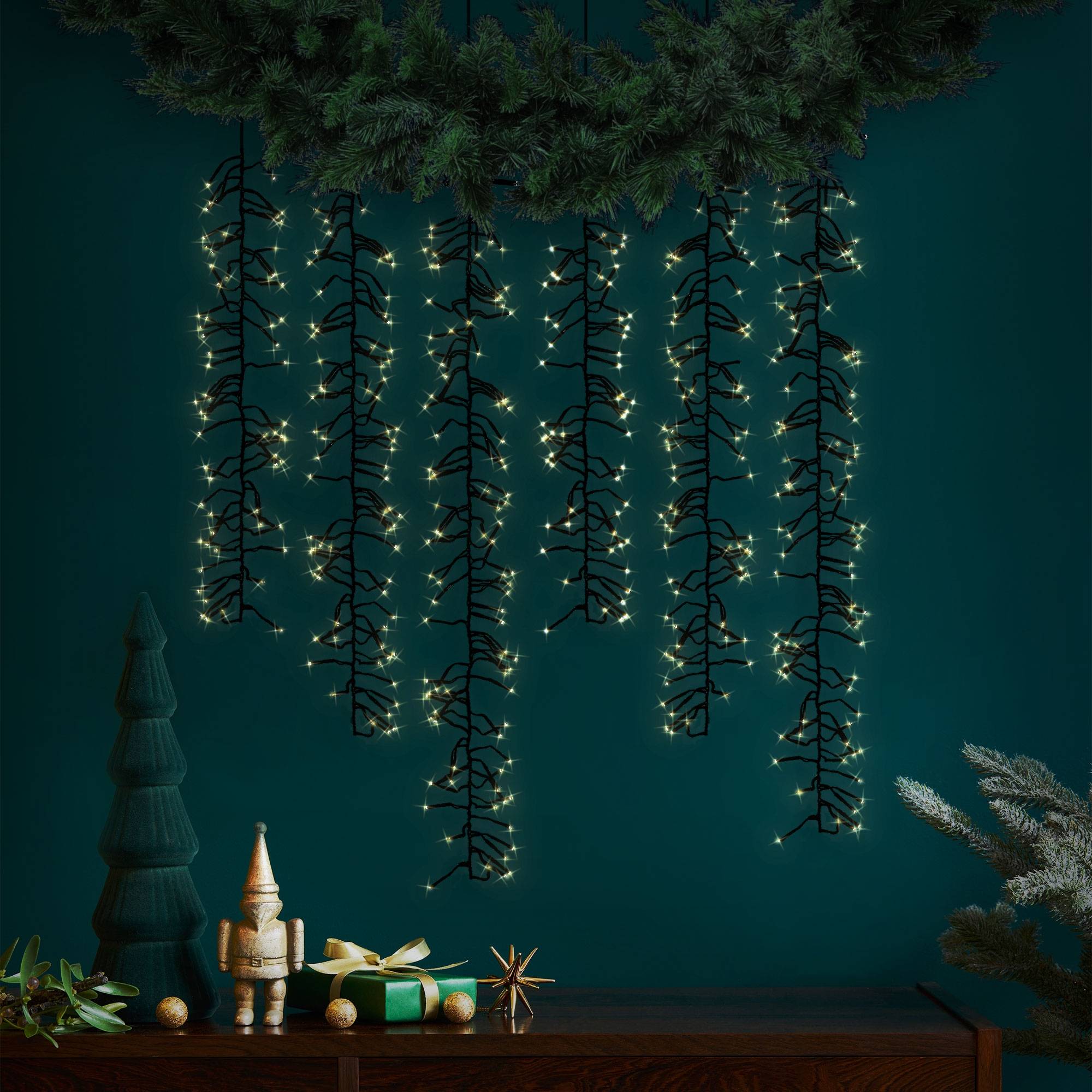 Ecd-Germany - Rideau lumineux décoration filet 480 LED IP44 blanc chaud 8 modes d'éclairage 1m - Imagen 6