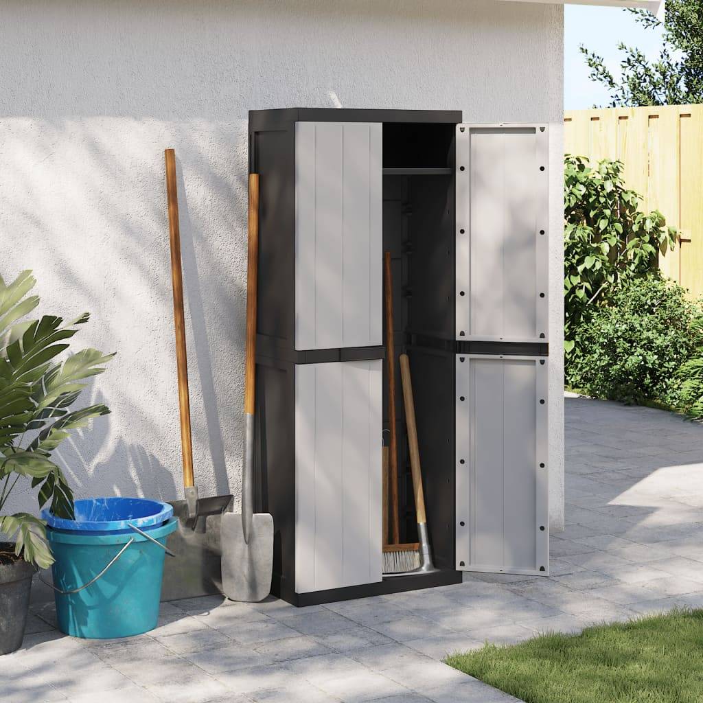 Armoire de jardin - Armoire de rangement d'extérieur gris et noir 65x37x165 cm PP rj52 - Image 2