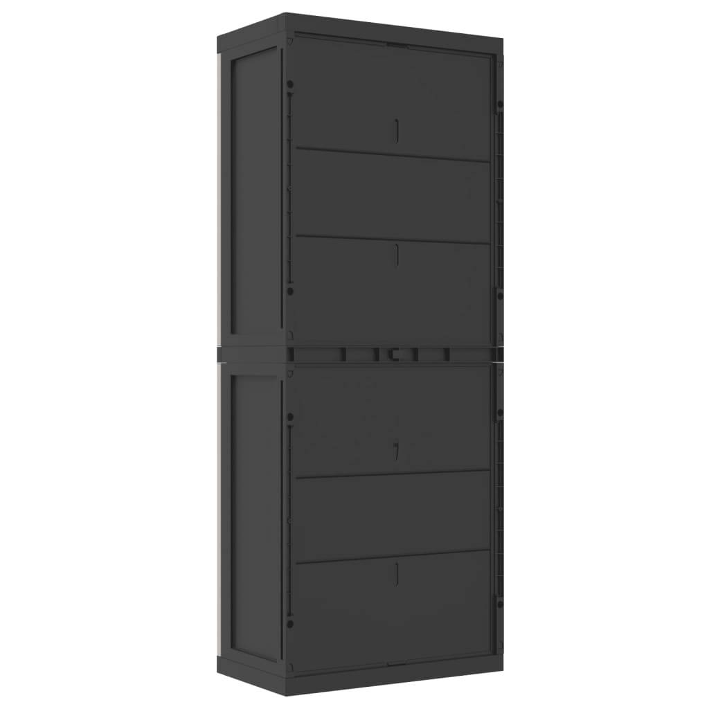 Armoire de jardin - Armoire de rangement d'extérieur gris et noir 65x37x165 cm PP rj52 - Image 6