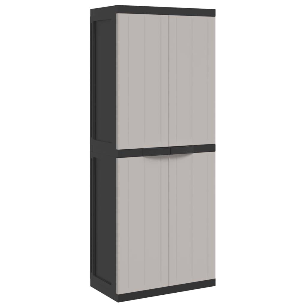 Armoire de jardin - Armoire de rangement d'extérieur gris et noir 65x37x165 cm PP rj52 - Image 1