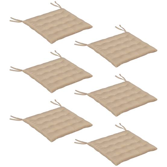 Lot de 6 coussins chaise de jardin tissu polyester design capitonné 40x40cm kaki - ComfortXL Outdoor Living - Image 2