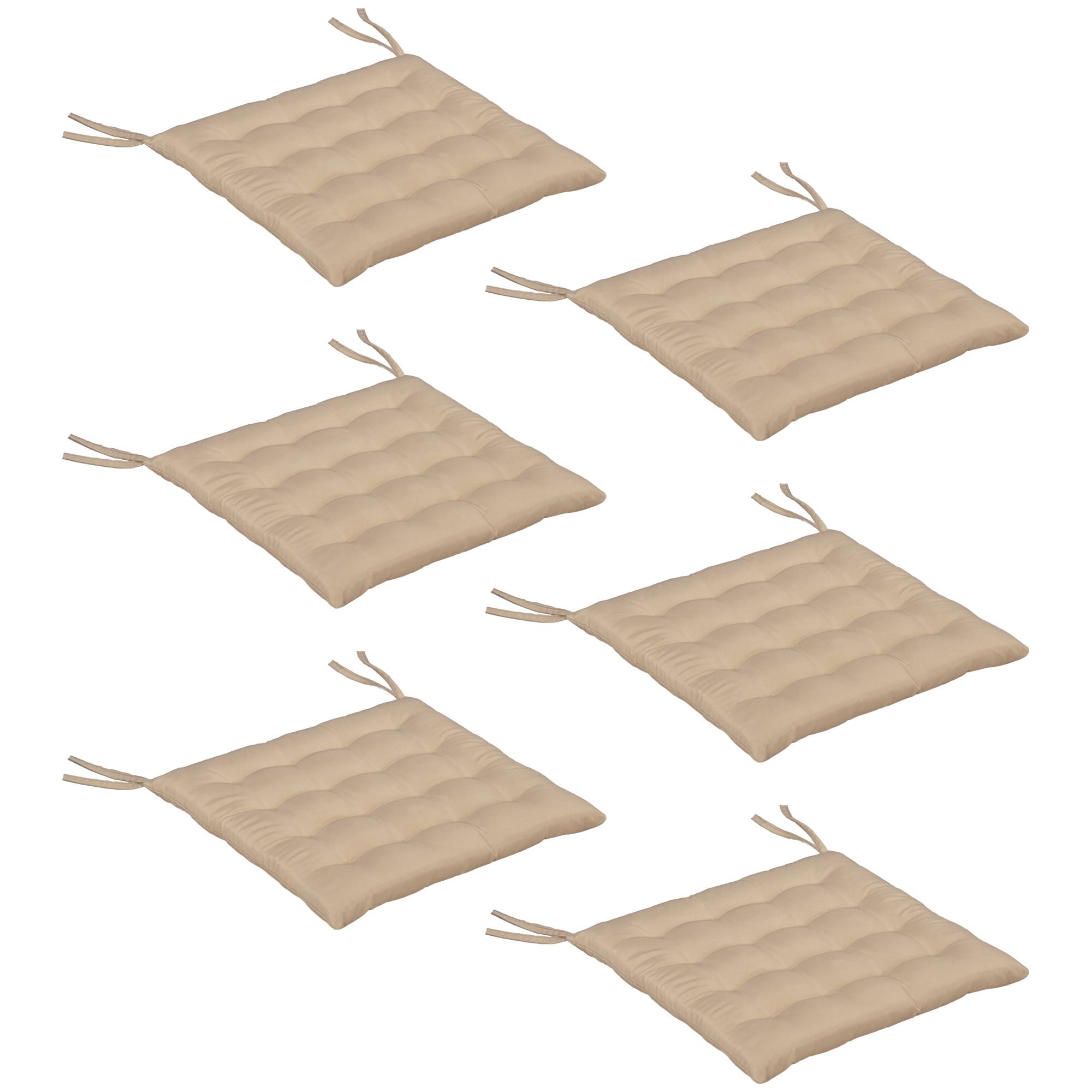 Lot de 6 coussins chaise de jardin tissu polyester design capitonné 40x40cm kaki - ComfortXL Outdoor Living - Image 2