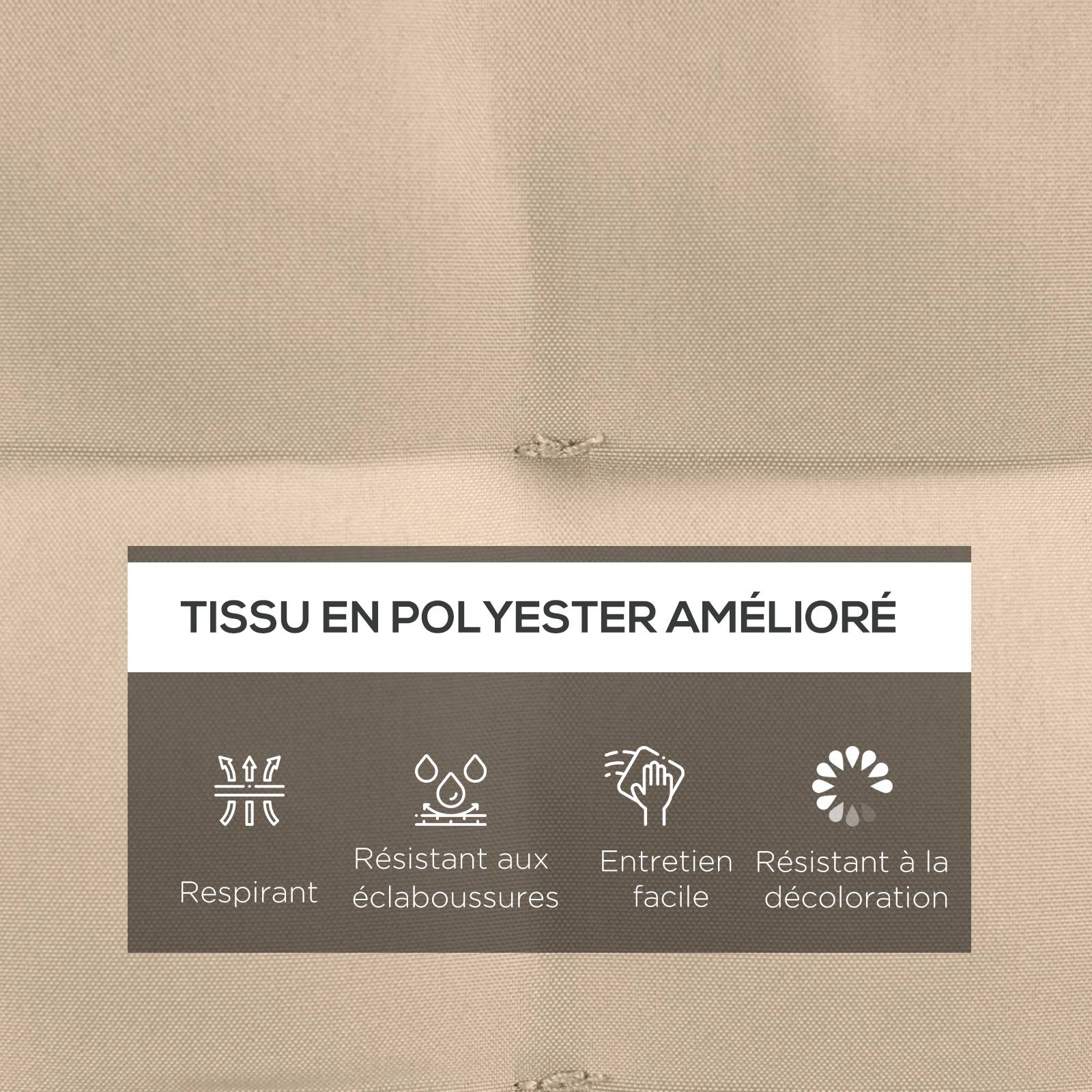Lot de 6 coussins chaise de jardin tissu polyester design capitonné 40x40cm kaki - ComfortXL Outdoor Living - Image 6