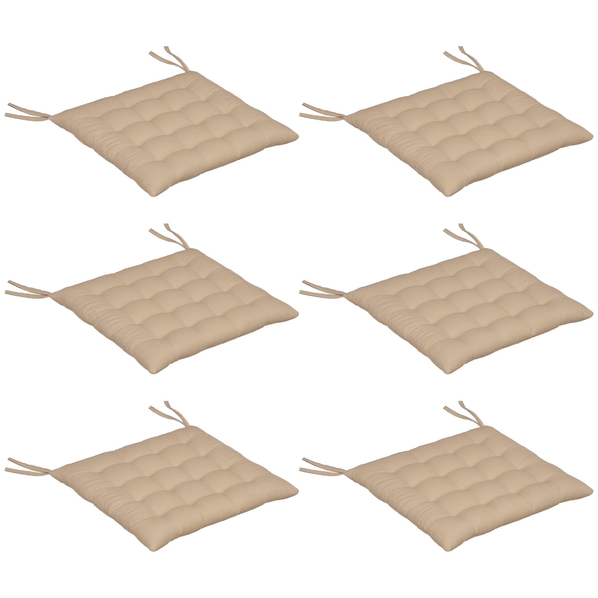 Lot de 6 coussins chaise de jardin tissu polyester design capitonné 40x40cm kaki - ComfortXL Outdoor Living - Image 1