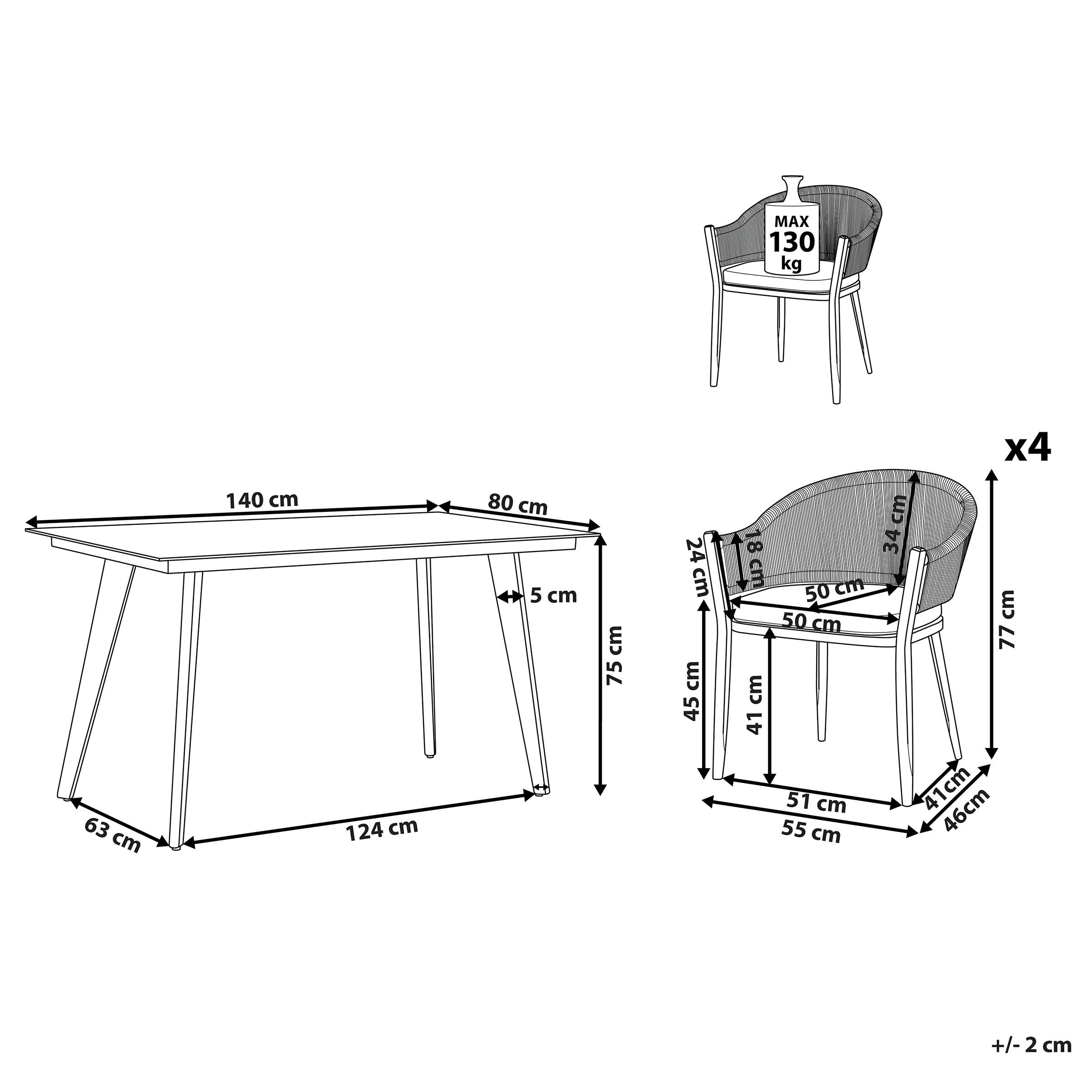 Beliani - Set de salle à manger, 4 Personnes Aluminium Gris MILETO - Beliani - Imagen 3