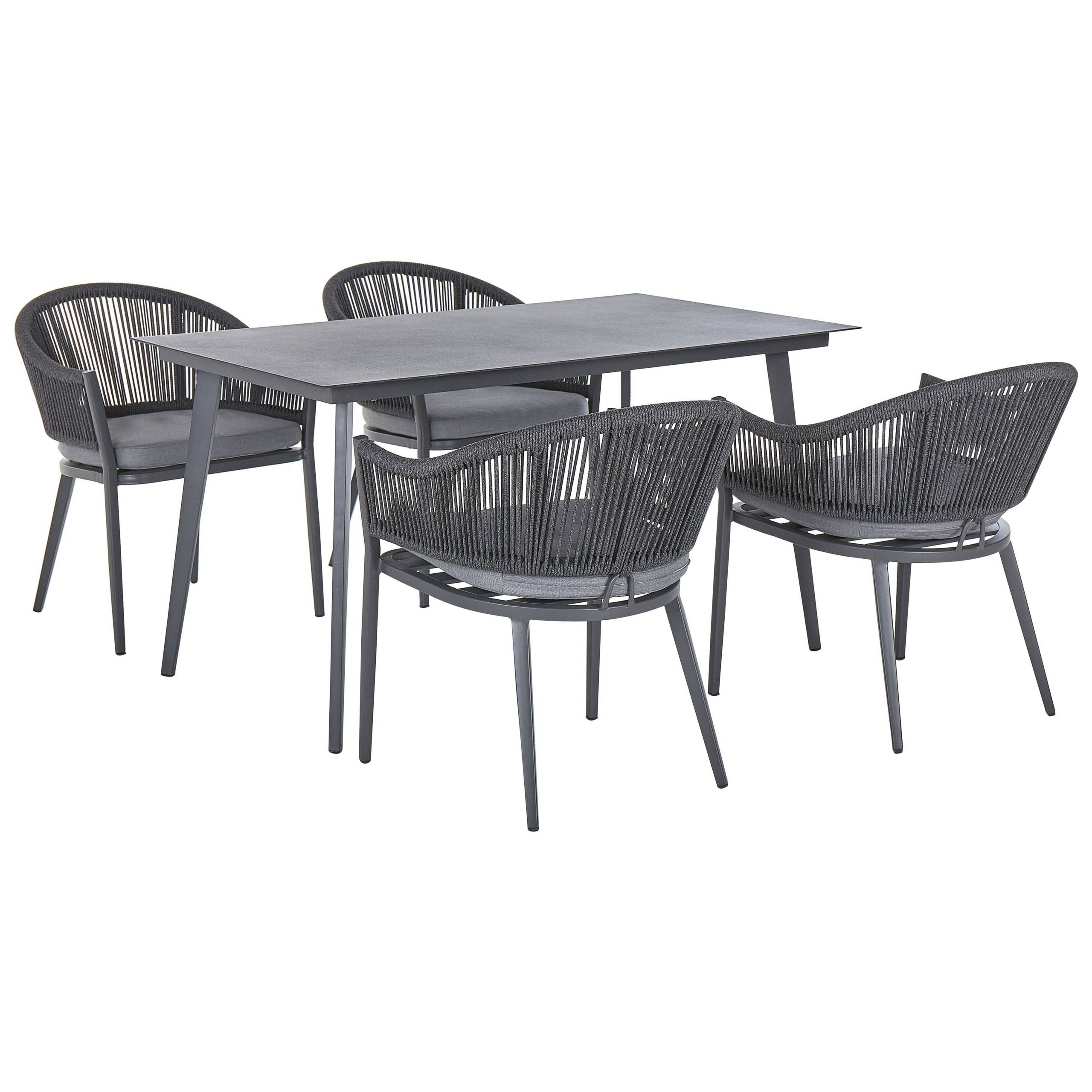 Beliani - Set de salle à manger, 4 Personnes Aluminium Gris MILETO - Beliani - Imagen 2