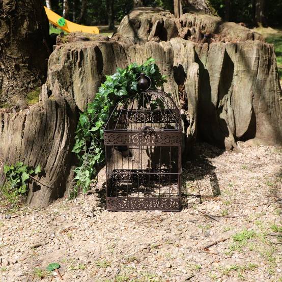 Cage à oiseaux décorative ancienne métal marron 62x34x34cm Chemin de campagne - Imagen 3