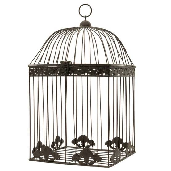 Cage à oiseaux décorative ancienne métal marron 62x34x34cm Chemin de campagne - Imagen 1