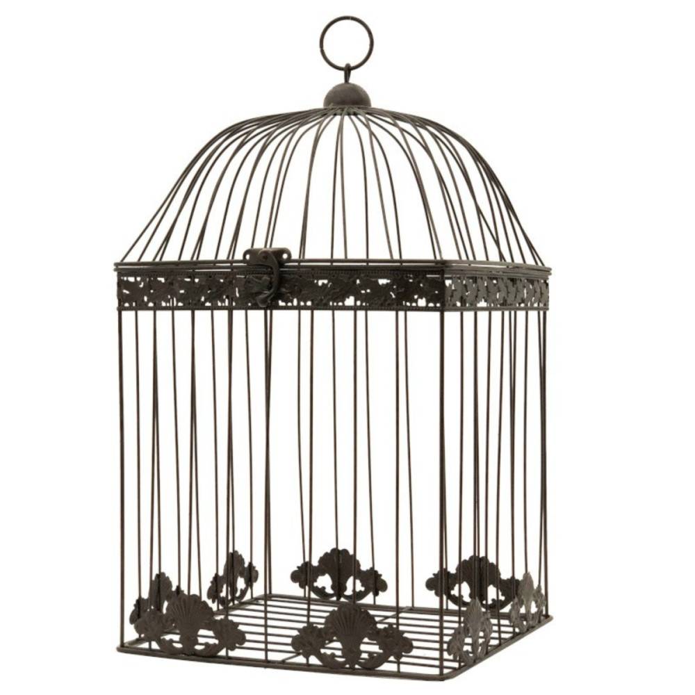 Cage à oiseaux décorative ancienne métal marron 62x34x34cm Chemin de campagne - Imagen 1