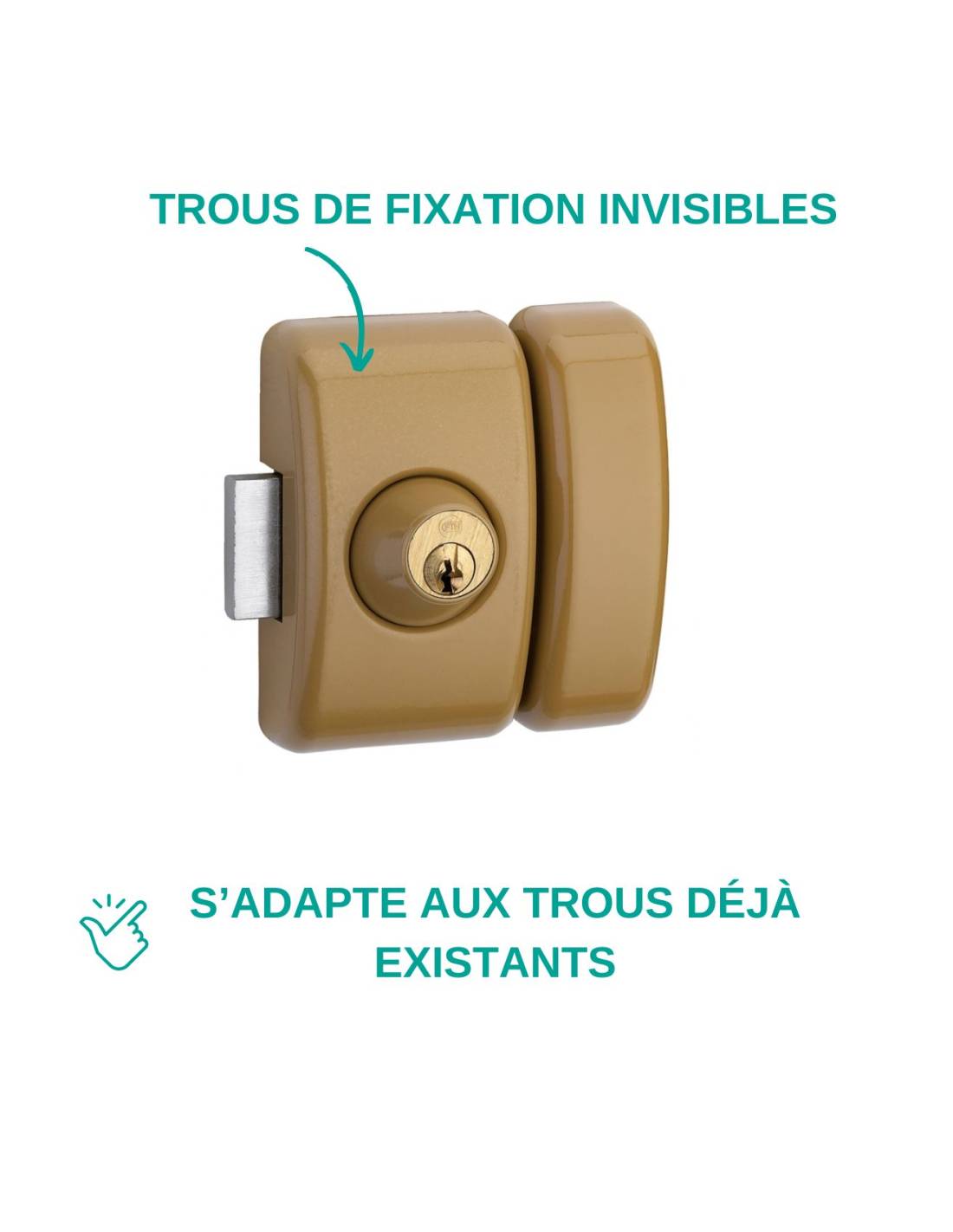 Verrou universel THIRARD double cylindre languette HG5 + 3 clés - Or - 00080474 - Imagen 4