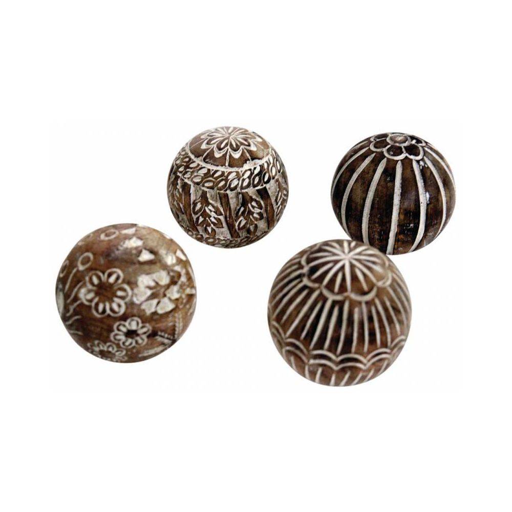 Aubry Gaspard - Boules en manguier motifs assortis (Lot de 4) 12 cm - Imagen 2