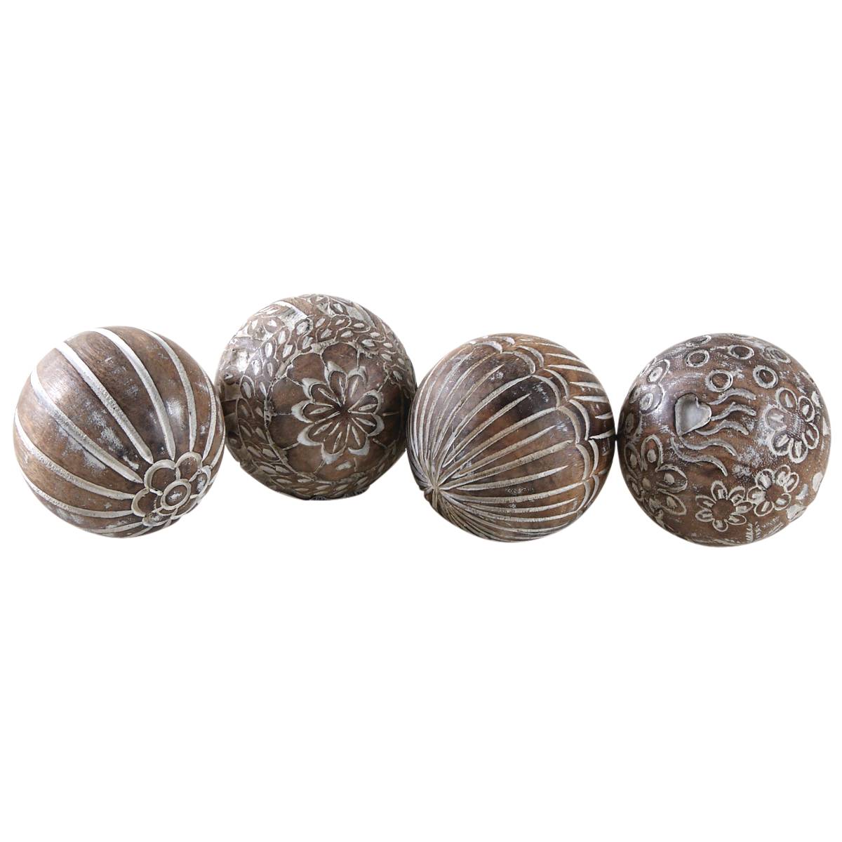 Aubry Gaspard - Boules en manguier motifs assortis (Lot de 4) 12 cm - Imagen 1