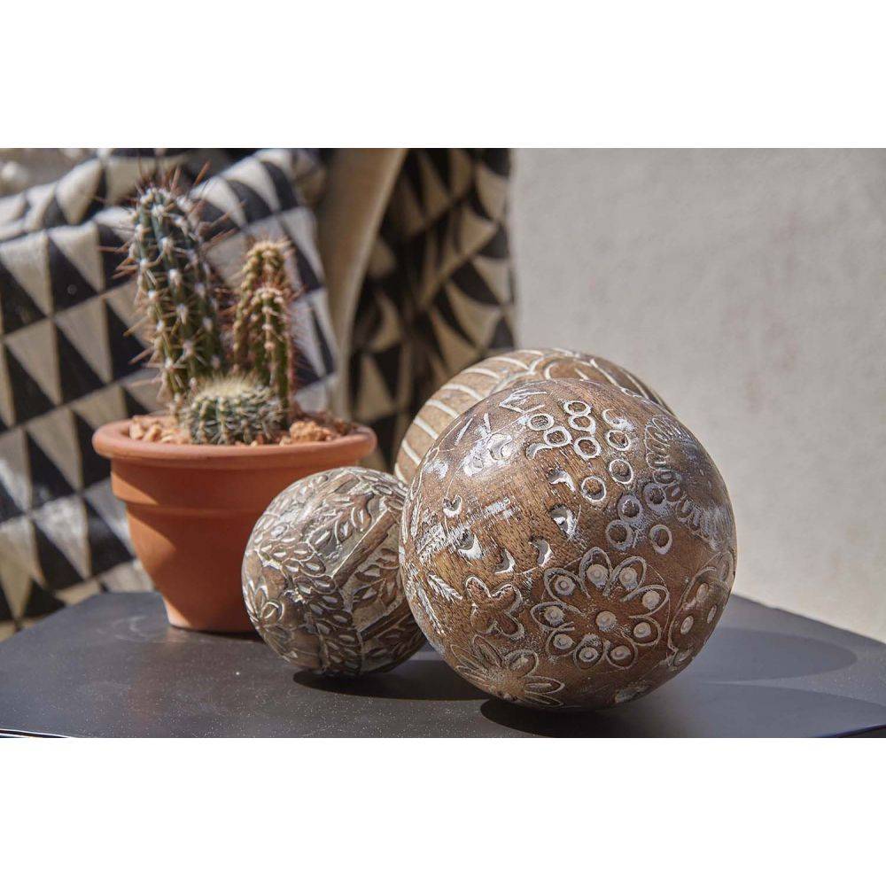 Aubry Gaspard - Boules en manguier motifs assortis (Lot de 4) 12 cm - Imagen 3
