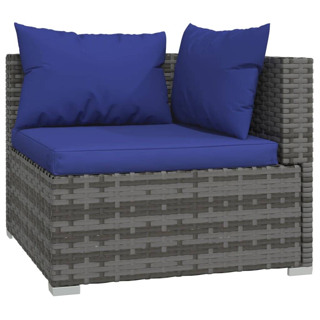 Helloshop26 - Salon de jardin meuble d'extérieur ensemble de mobilier 6 pièces avec coussins résine tressée gris - Imagen 2