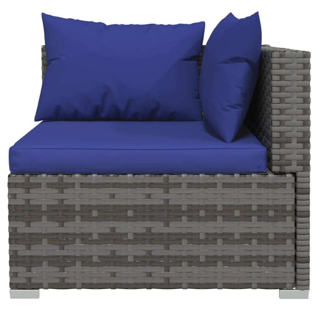 Helloshop26 - Salon de jardin meuble d'extérieur ensemble de mobilier 6 pièces avec coussins résine tressée gris - Imagen 3