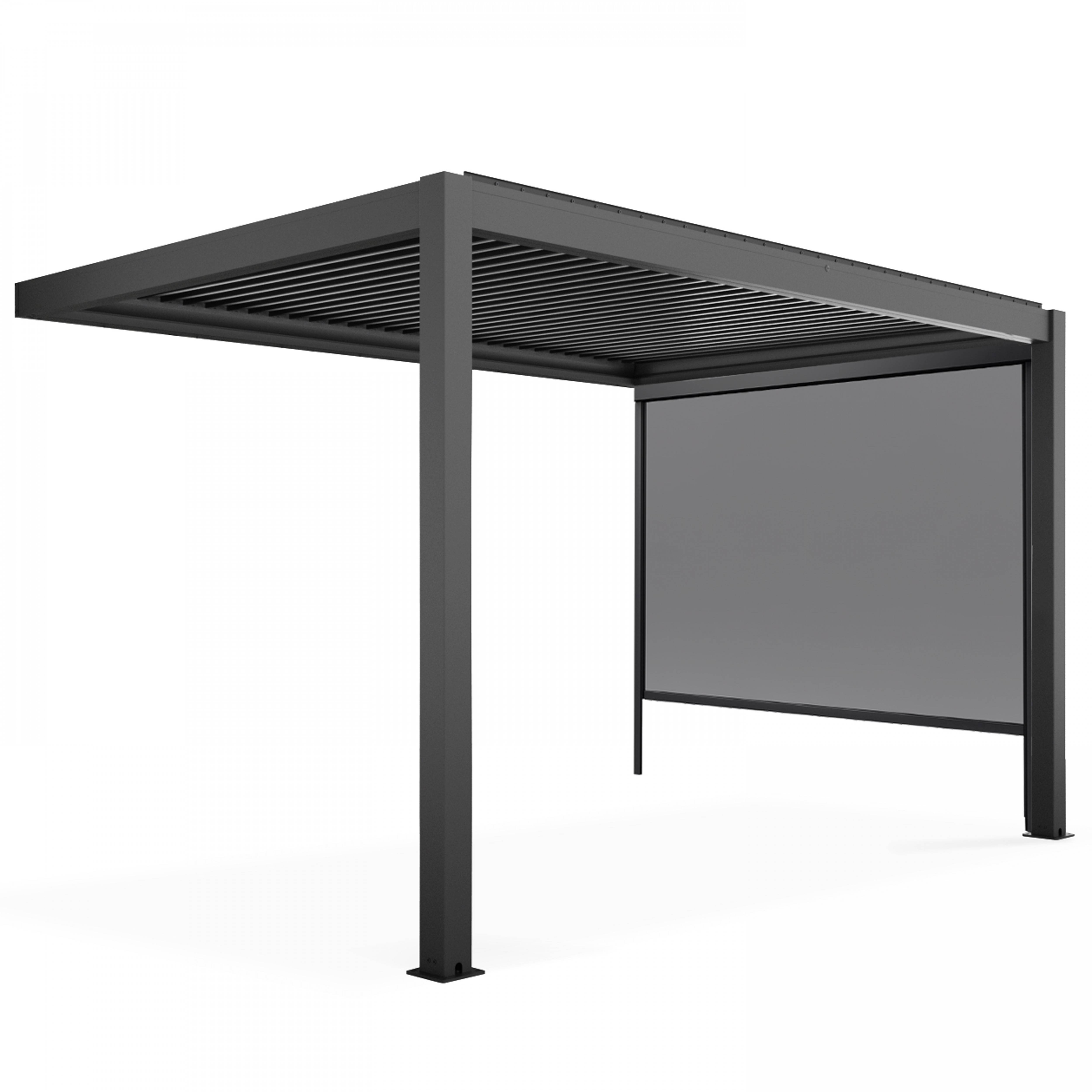 Oviala - Pergola bioclimatique adossée 3x4m et 1 Store 2,66 x 2,34 m Oia - Oviala - Imagen 2
