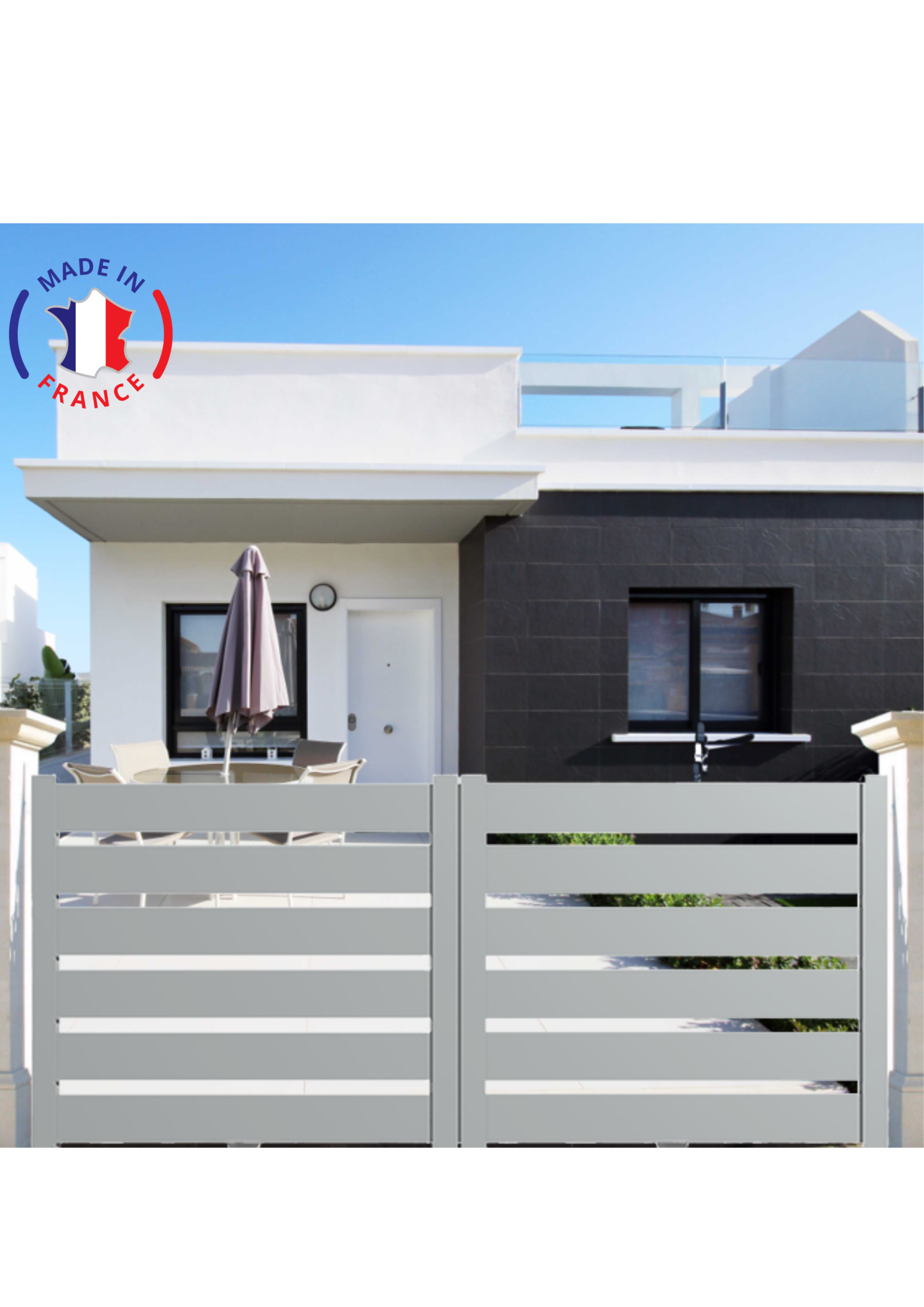 Portail Packit - Portail alu coulissant SAH en kit dim. L.4000 (entre piliers) X H.1500 mm  Gris Lumière (RAL 7035)