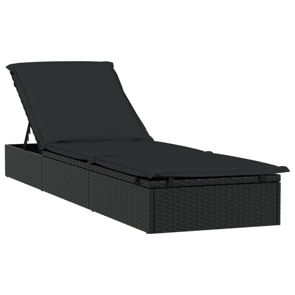 Vidaxl - Transat 1 pc avec table noir résine tressée vidaXL 319634 - Image 9