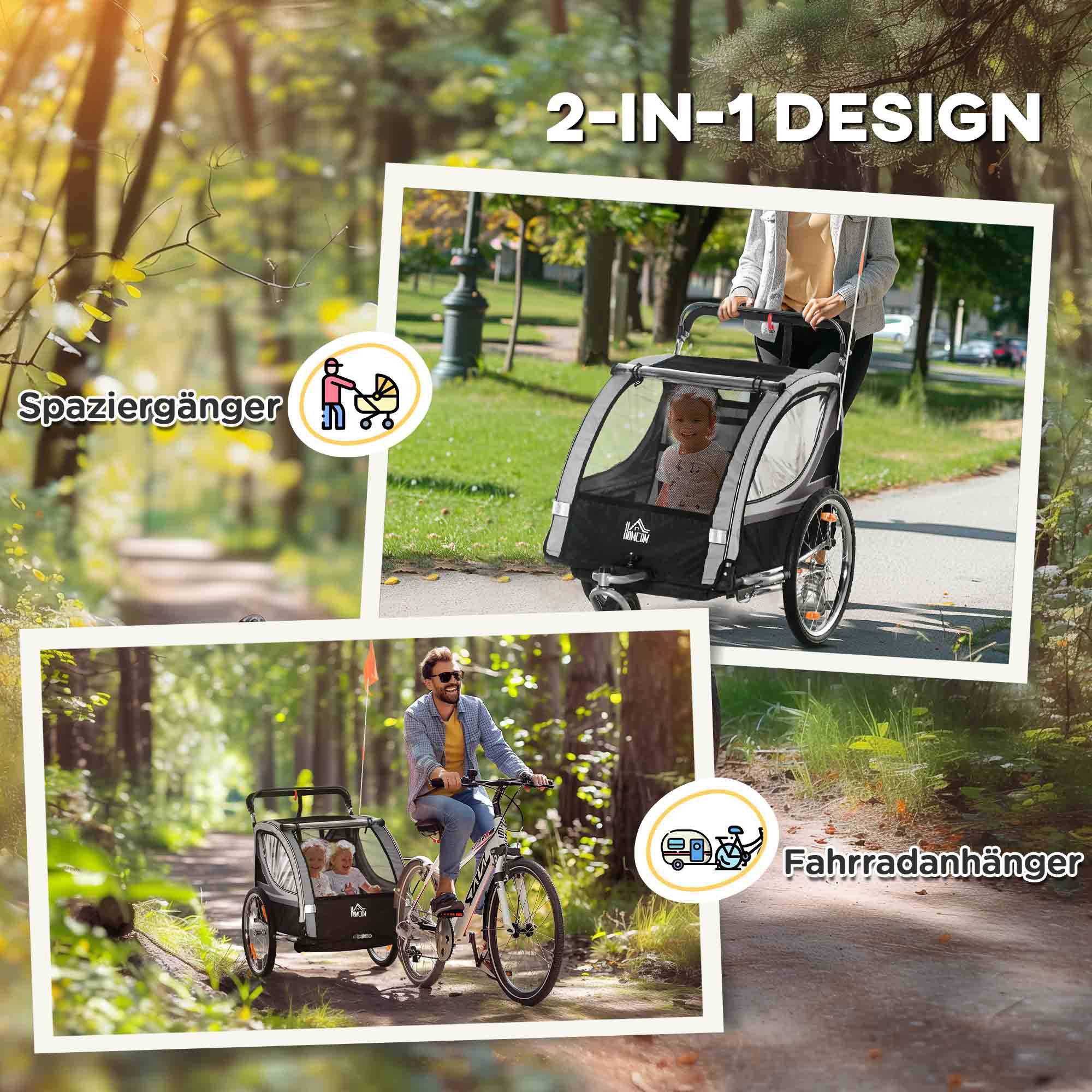 Remorque de vélo acier gris noir 142 x 75 x 101 cm - PANGIVO - Image 6