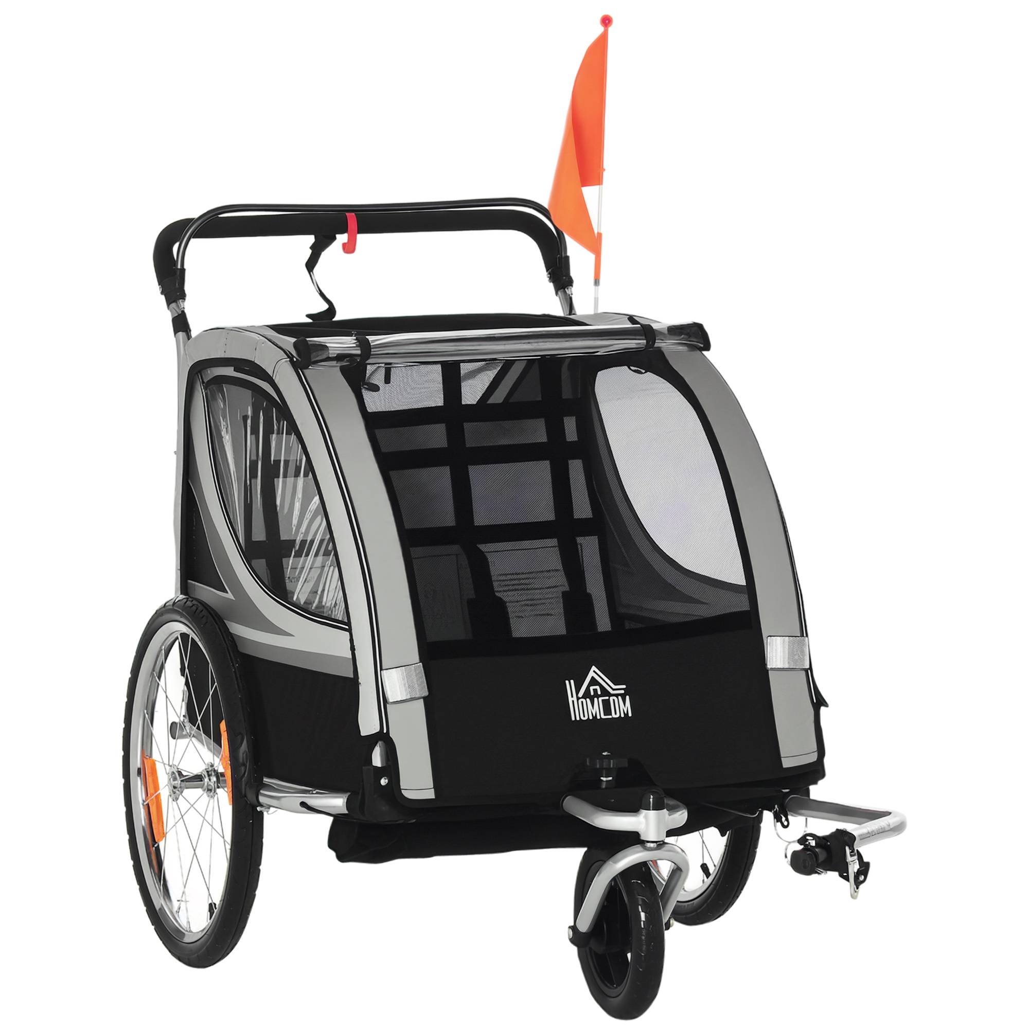 Remorque de vélo acier gris noir 142 x 75 x 101 cm - PANGIVO - Image 1