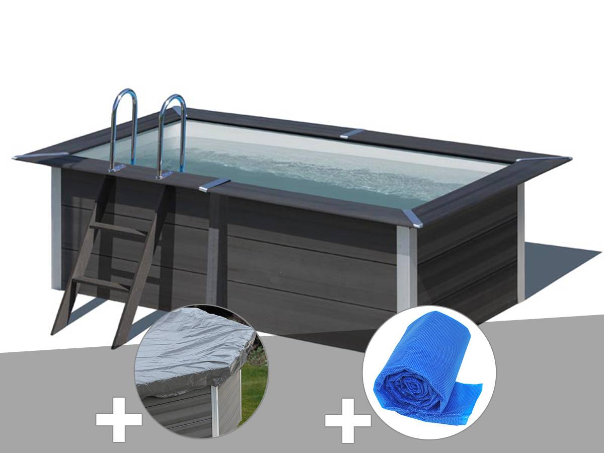 Gré - Kit piscine composite Gré Avant-Garde rectangulaire 3,26 x 1,86 x 0,96 m + Bâche de protection + Bâche à bulles