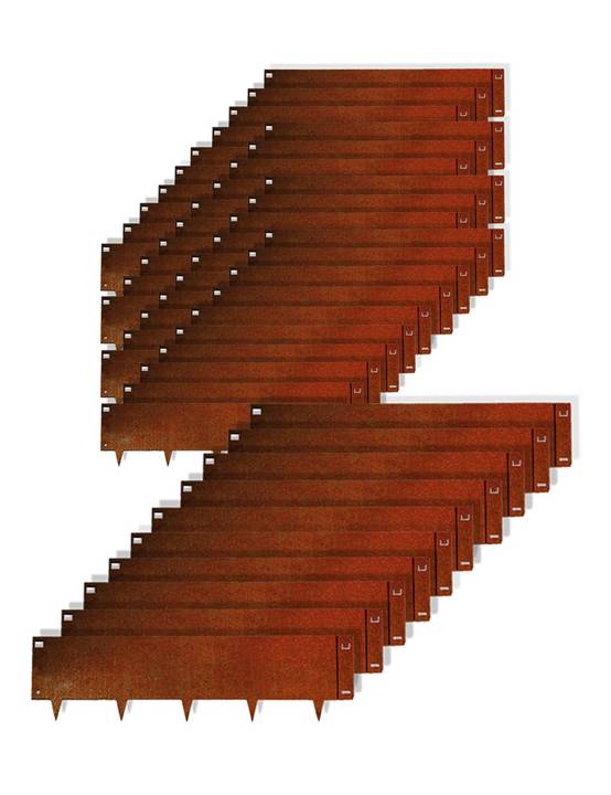 50 pcs Bordure de Jardin Métal Acier Corten Brut 100x26,5cm épaisseur 1,5mm - madecoupesurmesure