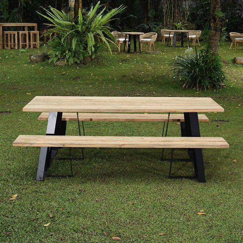 Banc métal anthracite et teck recyclé 300 cm Orsay - Gecko Jardin - Imagen 4