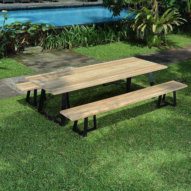 Banc métal anthracite et teck recyclé 300 cm Orsay - Gecko Jardin - Imagen 1