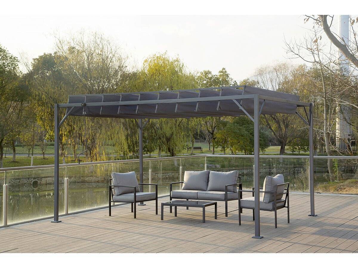 Habitat Et Jardin - Pergola Bioclimatique En Tissu "lodge" 3 X 4 M - Anthracite -habitat Et Jardin - Imagen 2