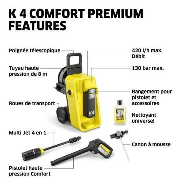 Nettoyeur haute pression KARCHER K 4 Comfort Premium - 420 L/h - 1800 W - 130 bar - Image 3