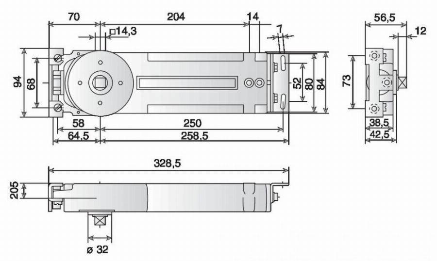 Ferme-porte encastré RTS85 DORMA - EN5 - Sans arrêt - Sans bras - Axe standard - 85331101 - Imagen 3